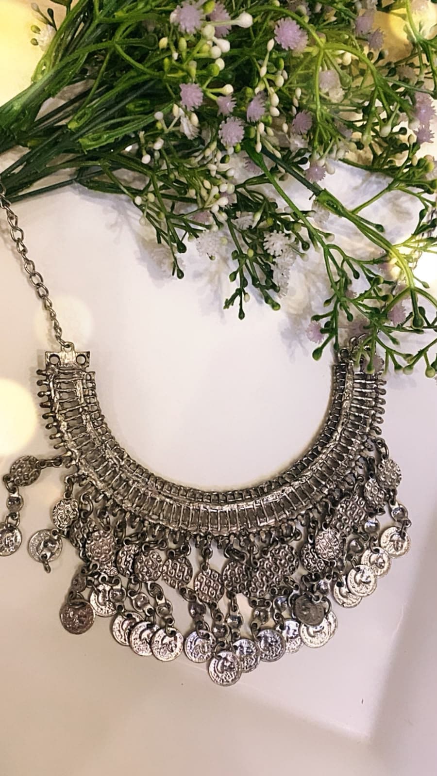 Silver oxidised necklace