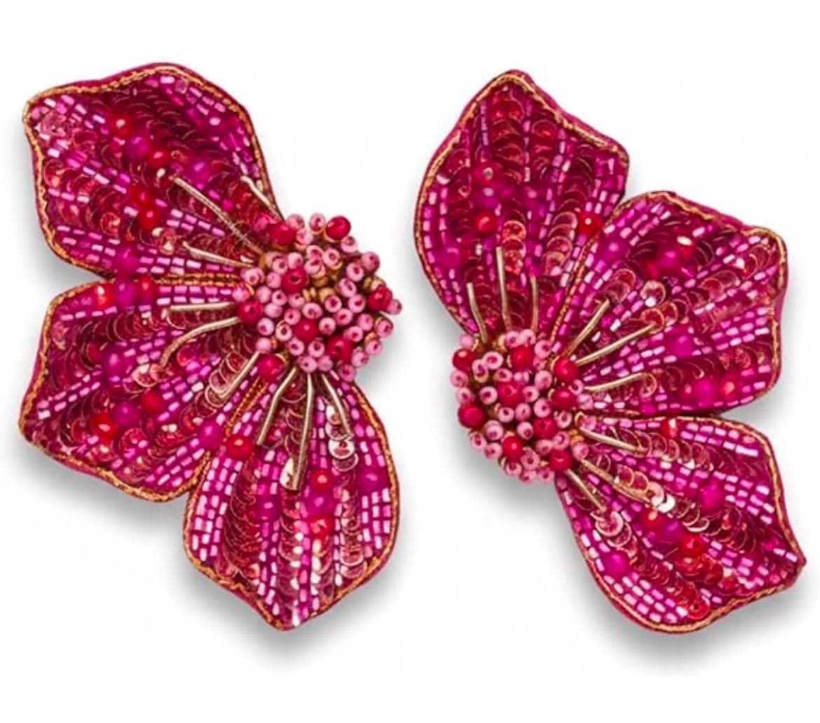 Quirky Red flower beaded earring