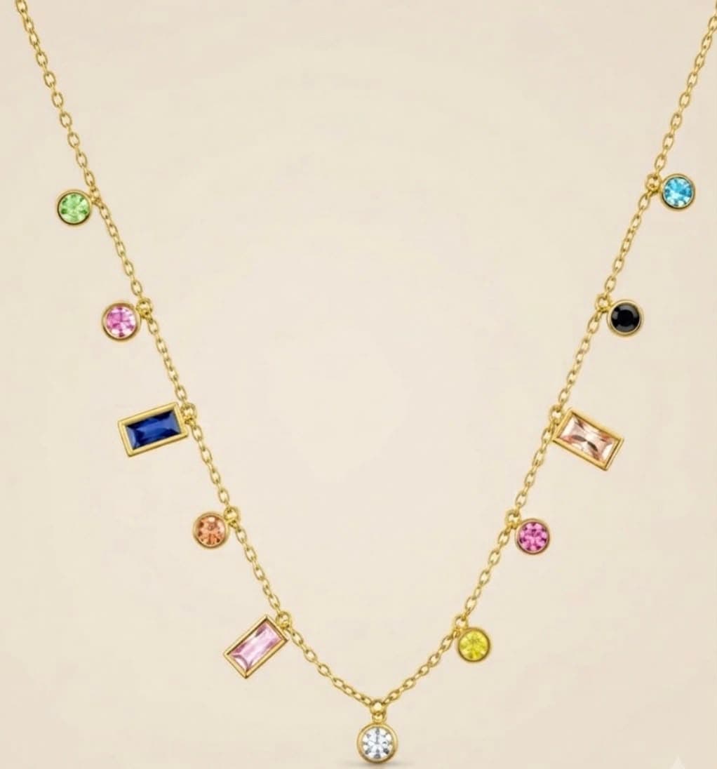 Multi stone pendant gold plated
