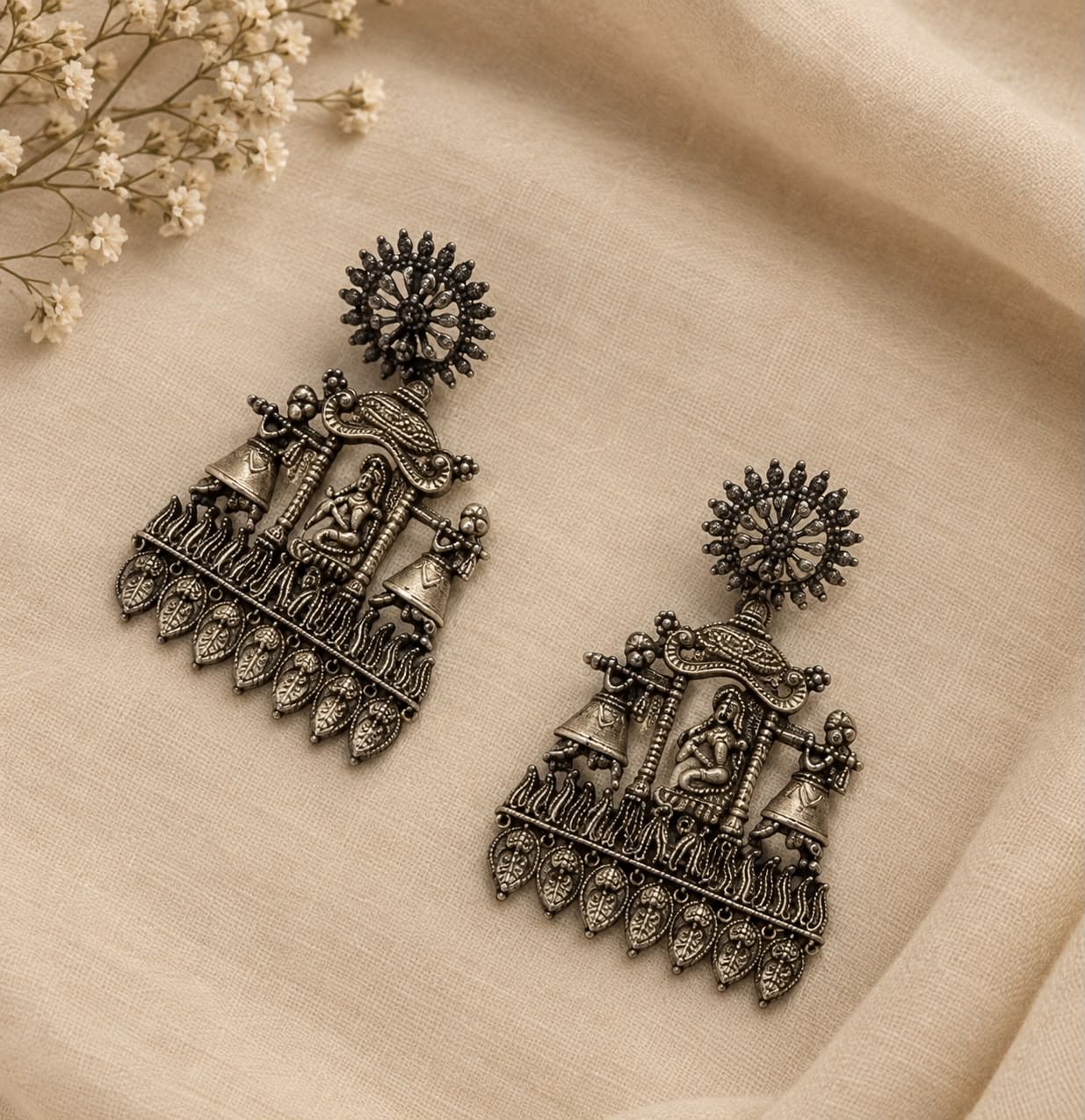 Bride in a doli oxidised earring