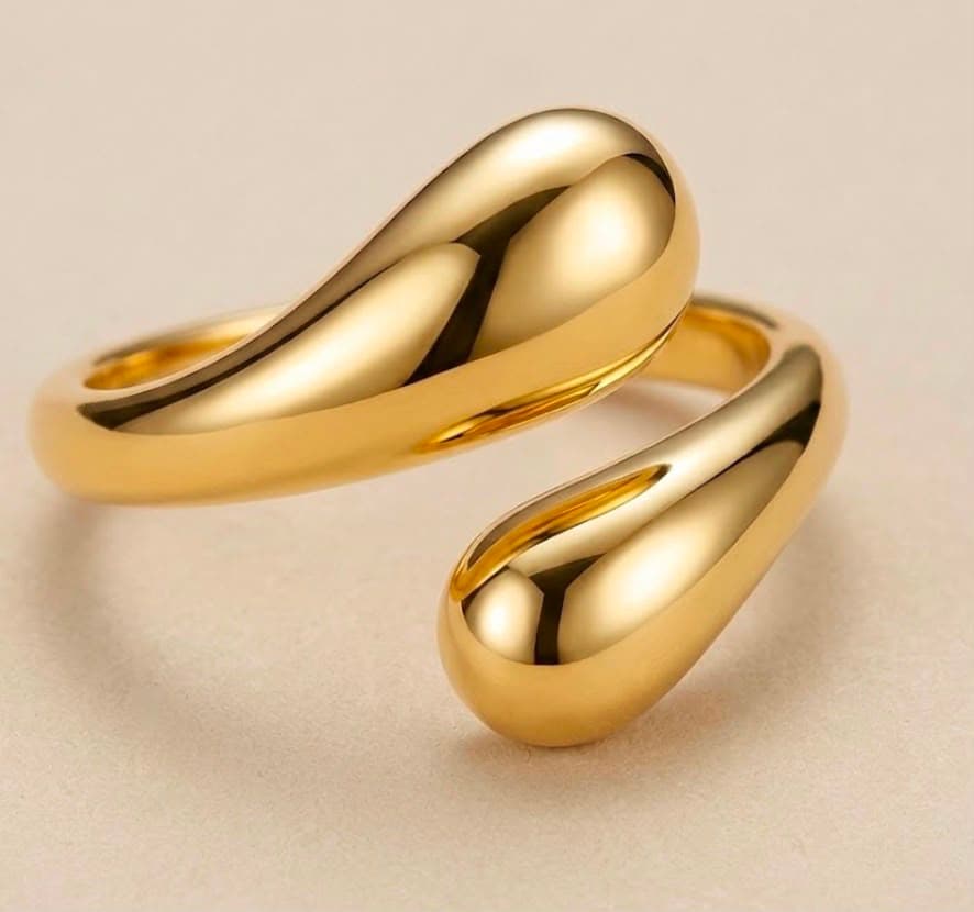 Adjustable open gold ring