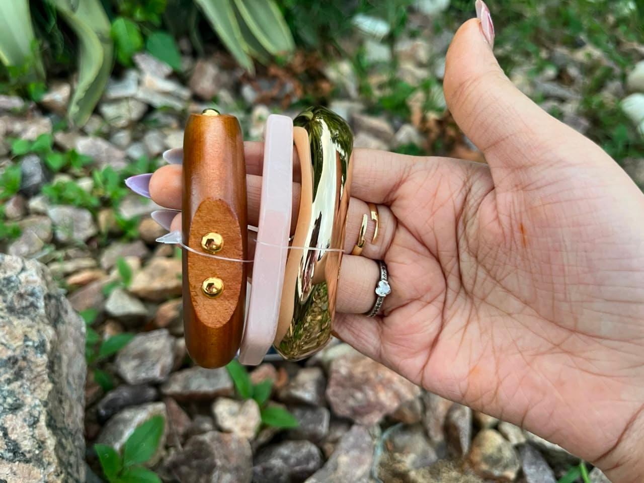 Wooden, chunky and resin mixed stack