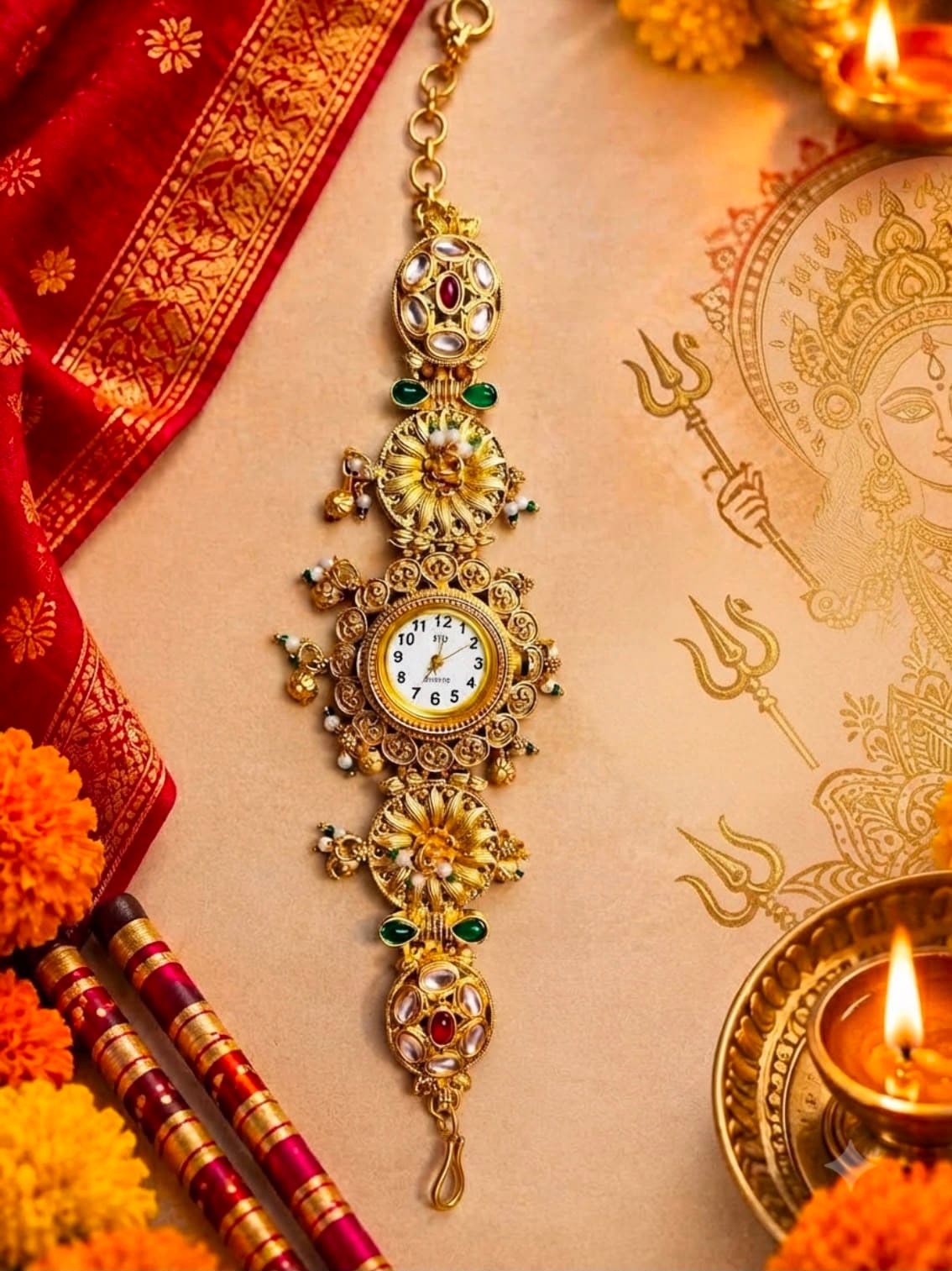 Royal heritage watch with kundans