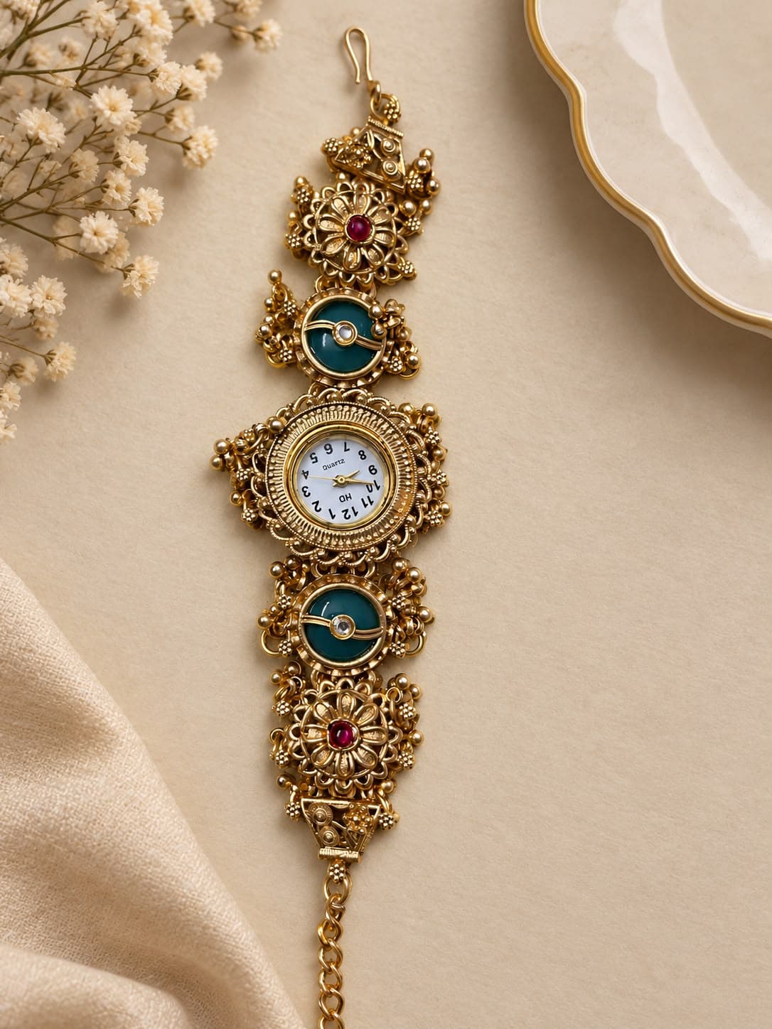 Kashmiri emerald stone watch