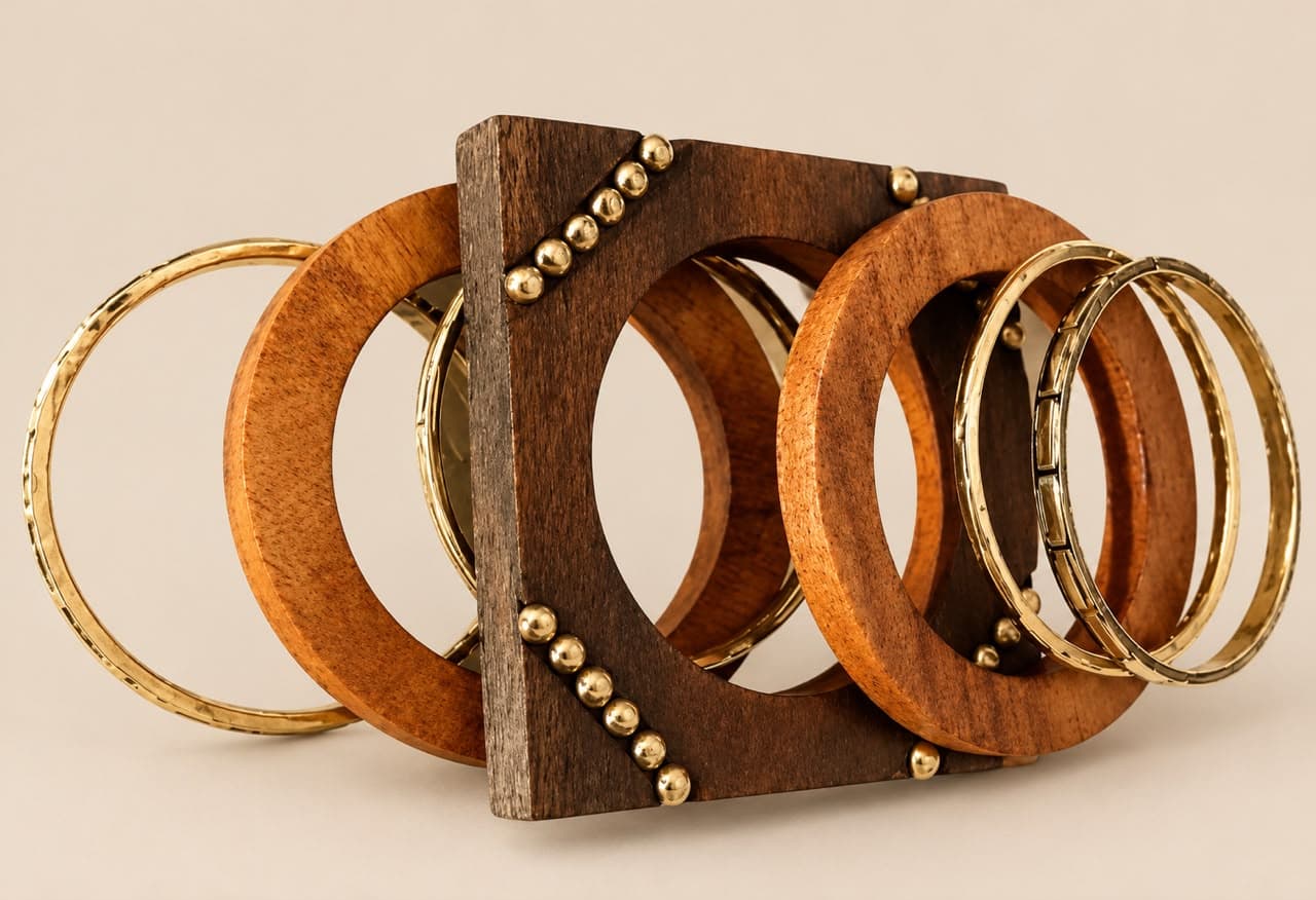Wooden bangle set of 7